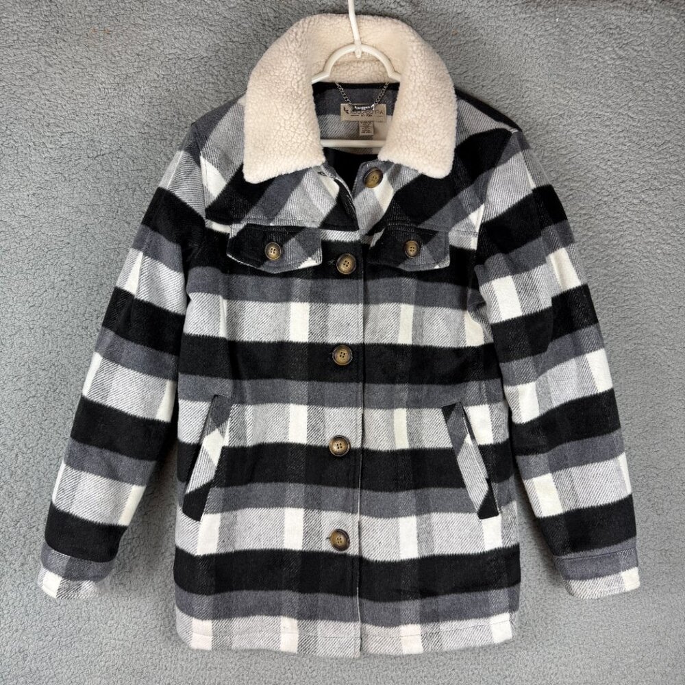 Koolaburra By UGG Womens Plaid Sherpa Lined Jacket Coat Black Gray Medium